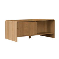 Wooden Coffee Table with Cabinet Storage for Living Room