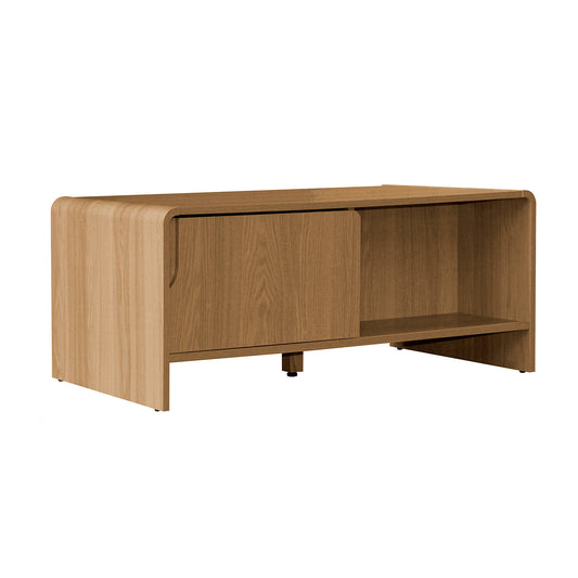 Wooden Coffee Table with Cabinet Storage for Living Room