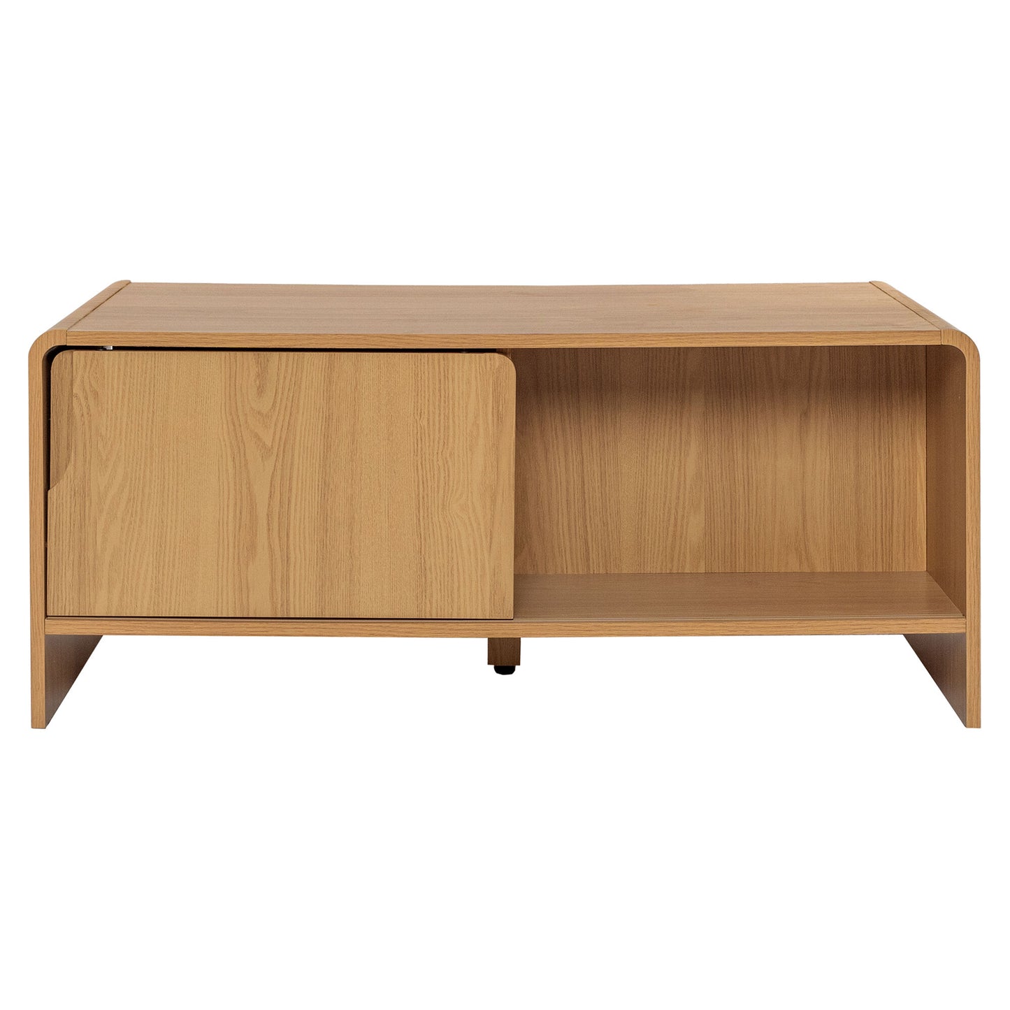 Wooden Coffee Table with Cabinet Storage for Living Room