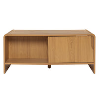 Wooden Coffee Table with Cabinet Storage for Living Room