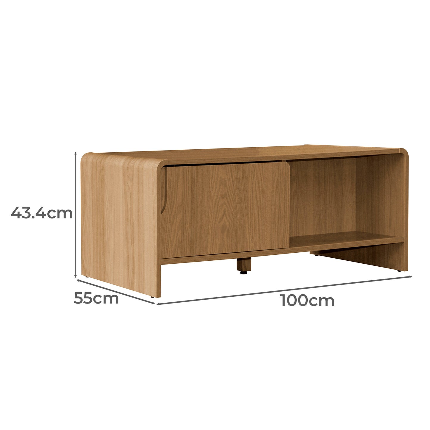Wooden Coffee Table with Cabinet Storage for Living Room