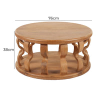 Wooden Round Coffee Table with Curved Pedestal Base