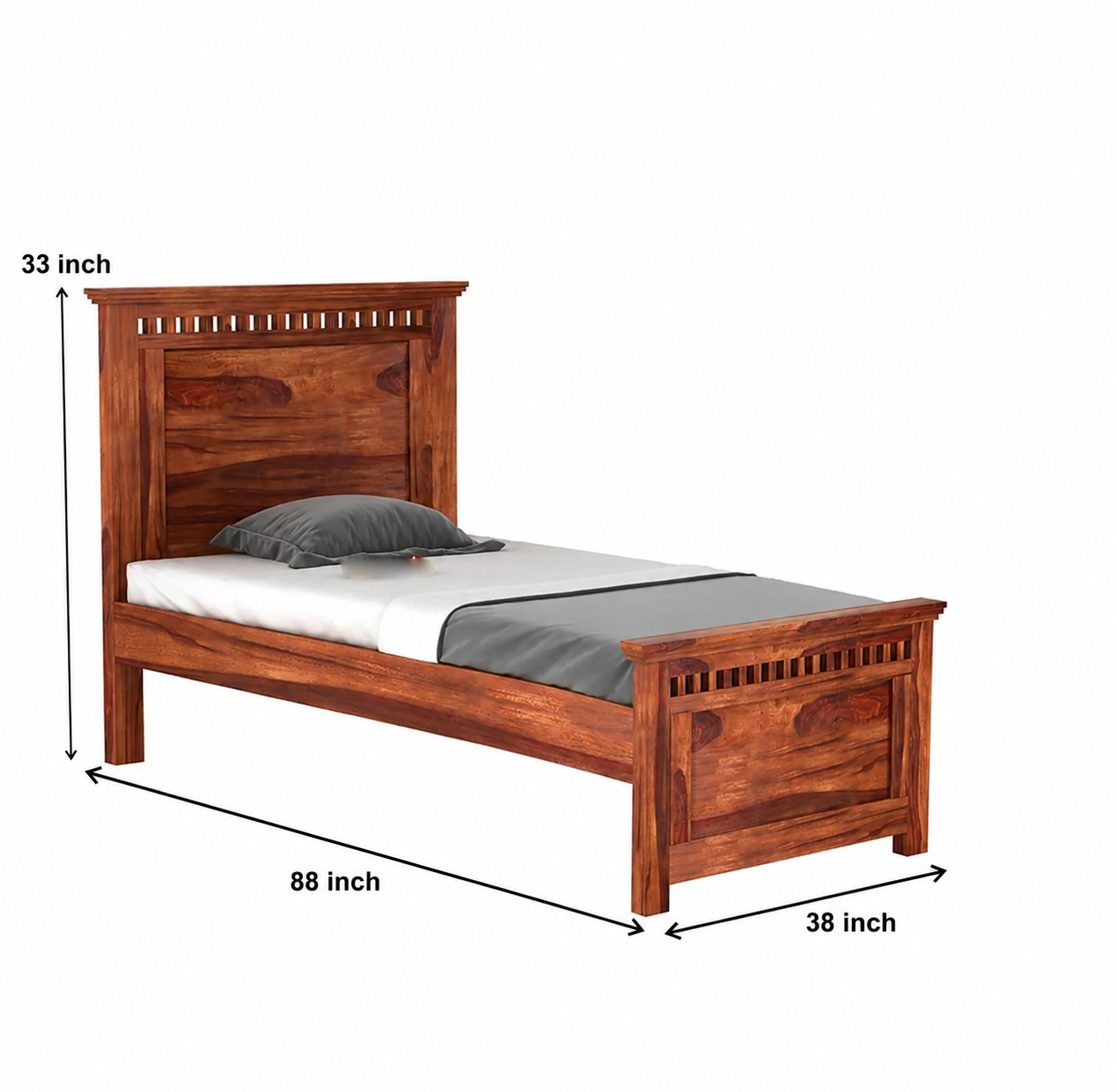 Wooden Single Size Bed without Storage