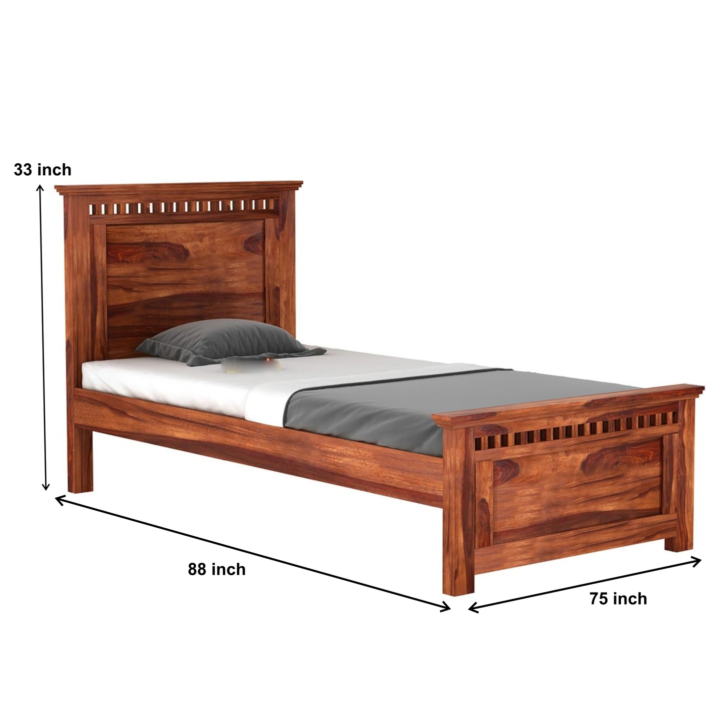 Wooden Single Size Bed without Storage