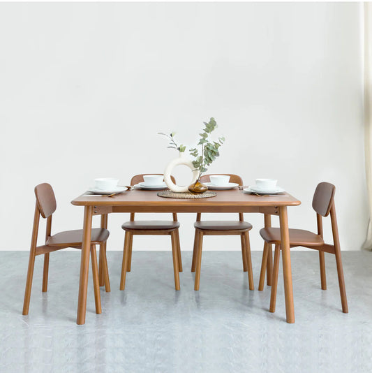 Solid Wood Dining Table 4-Seater Set for Dining Room in Natural Finish
