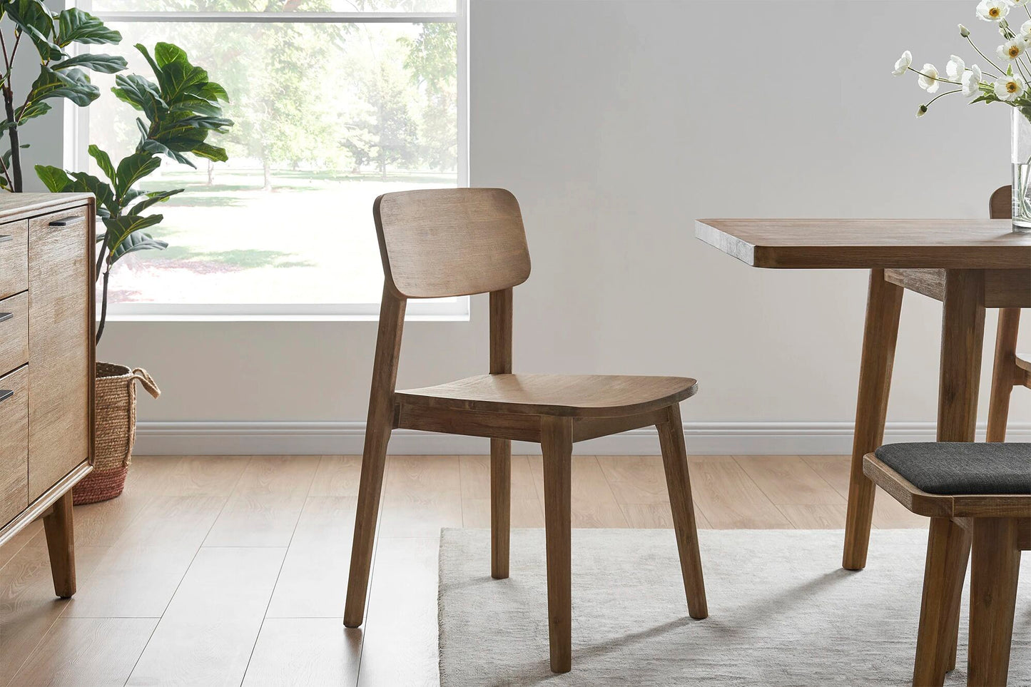 Wooden Extendable Dining Table 6-Seater Set with Bench
