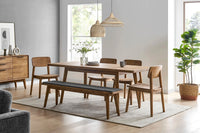 Wooden Extendable Dining Table 6-Seater Set with Bench