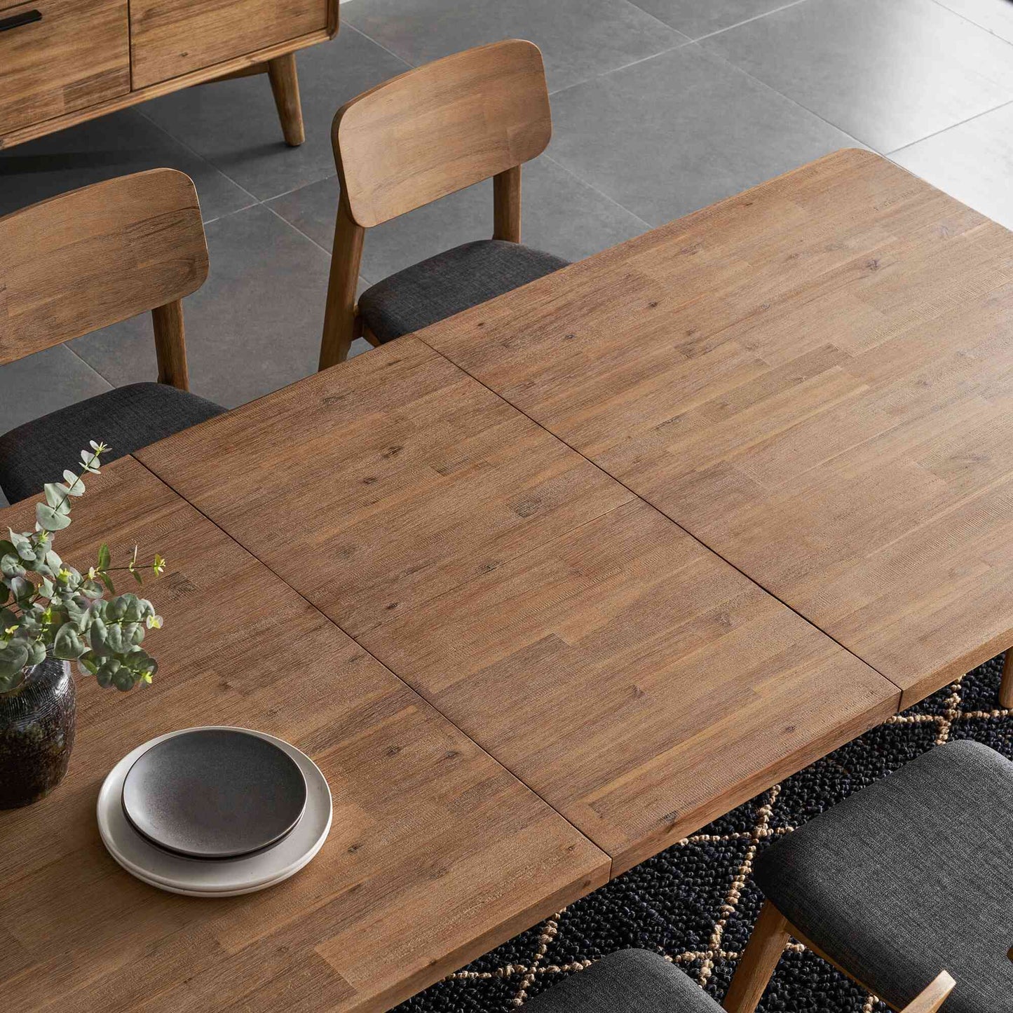 Wooden Extendable Dining Table 6-Seater Set with Bench