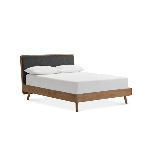 Wooden Diwan Bed with Upholstered Headboard