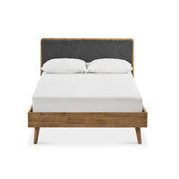 Wooden Diwan Bed with Upholstered Headboard