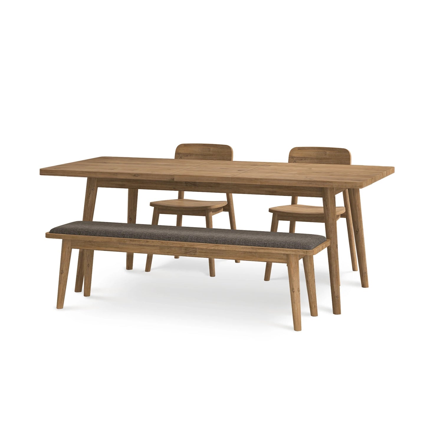 Wooden Extendable Dining Table 6-Seater Set with Bench