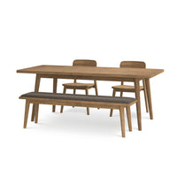 Wooden Extendable Dining Table 6-Seater Set with Bench
