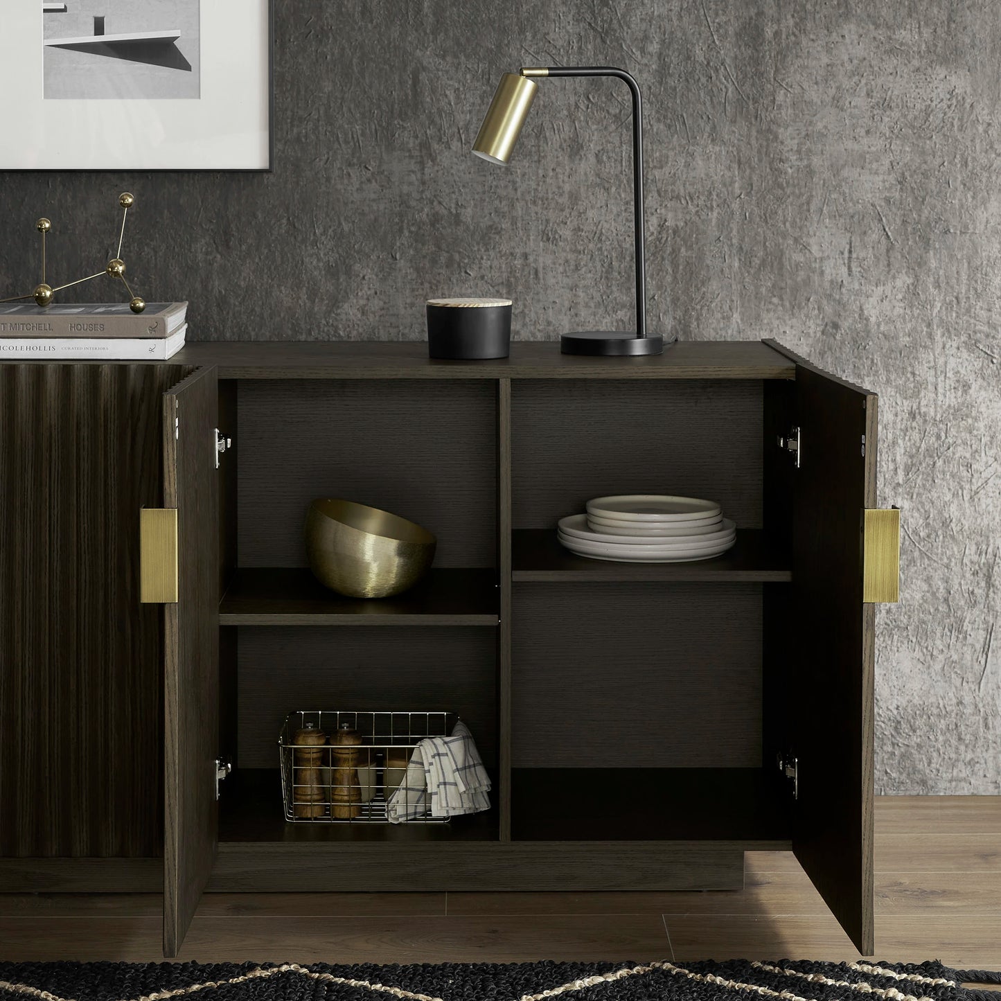 Wooden Crockery Unit with Storage for Living Room