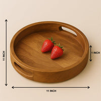 Wooden Round Serving Tray for Tea, Snacks & Coffee