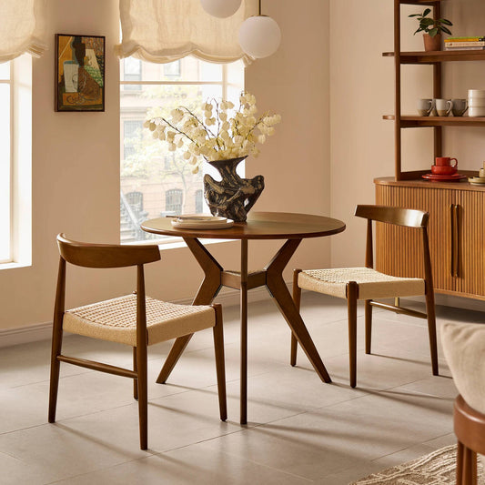 Wooden Dining Table 2-Seater with Bench for Dining Room