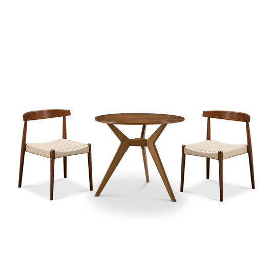 Wooden Dining Table 2-Seater with Bench for Dining Room