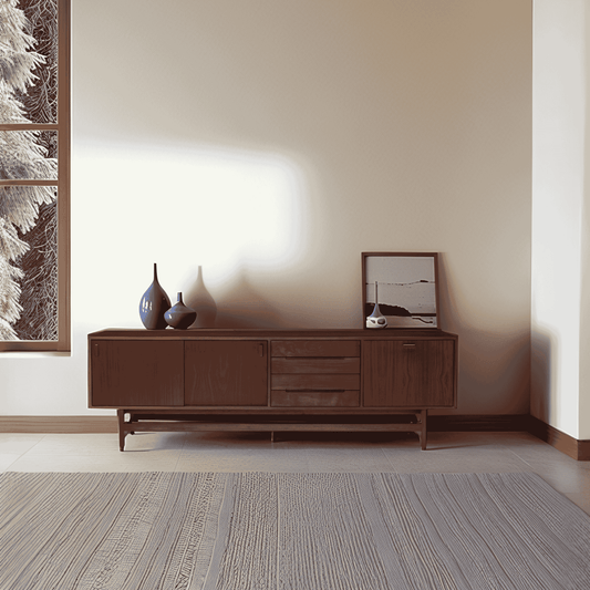 Solid Wood TV Unit with Drawer & Cabinet Storage for Living Room