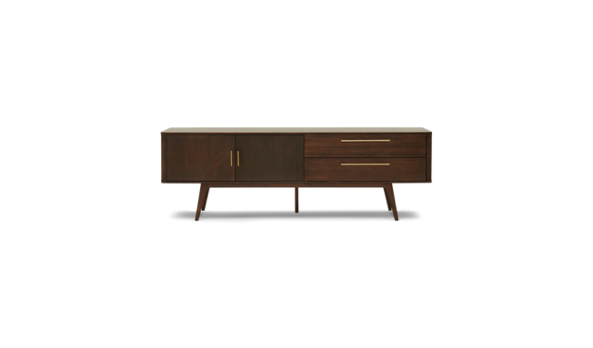 Wooden TV Unit with Drawer & Cabinet Storage for Living Room