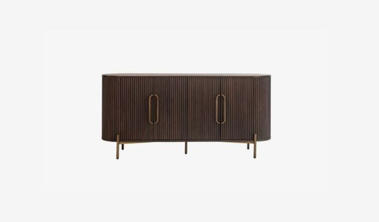 Wooden Sideboard Cabinet with Round Corner for Living Room