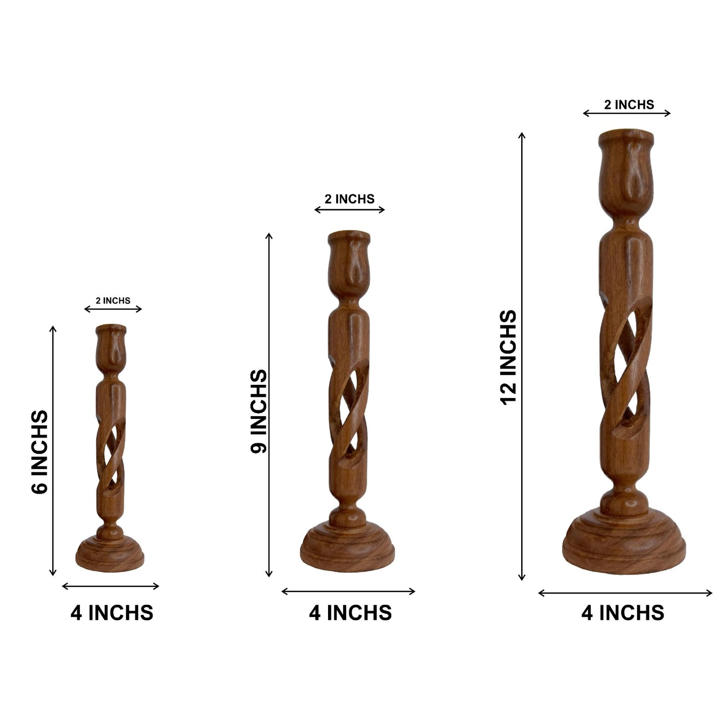 Sheesham Wood Candle Holder Set of 3