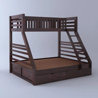 Solid Sheesham Wooden Bunk Bed with Storage Drawers