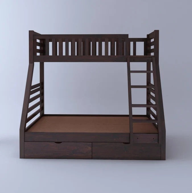 Solid Sheesham Wooden Bunk Bed with Storage Drawers