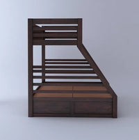 Solid Sheesham Wooden Bunk Bed with Storage Drawers