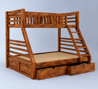 Solid Sheesham Wooden Bunk Bed with Storage Drawers