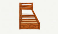 Solid Sheesham Wooden Bunk Bed with Storage Drawers