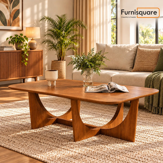 Solid Wood Rectangular Center Table for Living Room