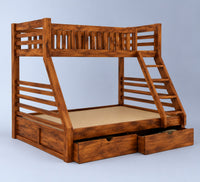 Solid Sheesham Wooden Bunk Bed with Storage Drawers