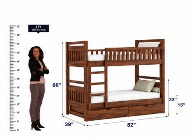 Wooden Bunk Bed with Underbed Storage Drawers