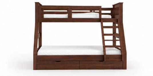 Wooden Loft Bunk Bed with Double Bed & Storage Drawers
