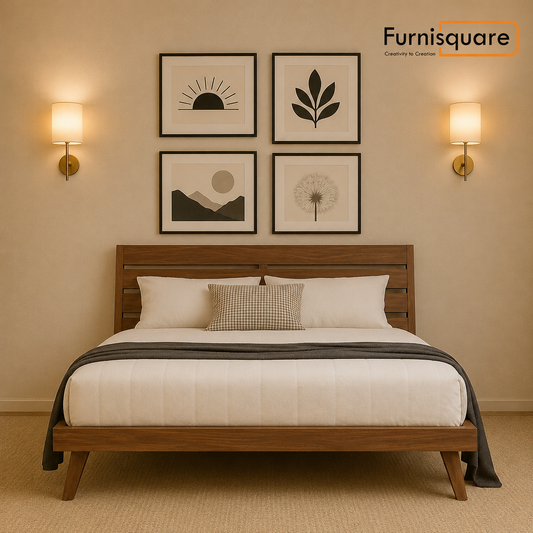 Solid Wood Queen Size Bed without Storage for Bedroom