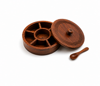 Sheesham Wood Hand Carved Spice Box with Spoon
