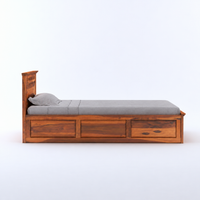 Solid Sheesham Wood Single Bed  with Storage  for Bedroom Home Furniture