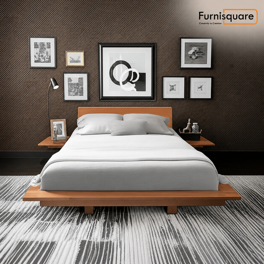 Wooden King Size Bed without Storage for Bedroom