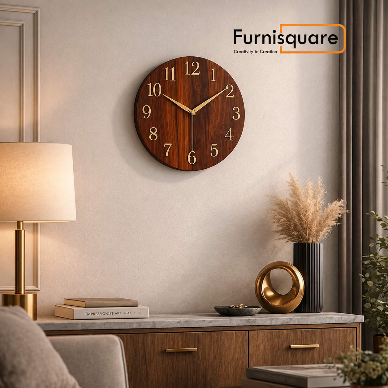 Wooden Round Wall Clock