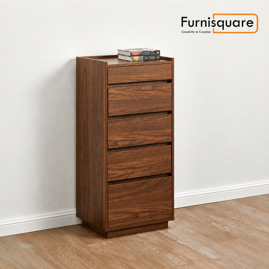 Sheesham Wood Chest of Drawer for Living Storage in Walnut Finish