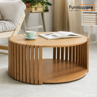 Solid Wood Round Coffee Table for Living Room