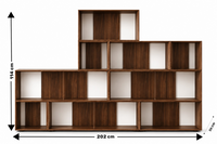 Solid Wood Adjustable Bookshelf for Living Storage in Walnut Finish