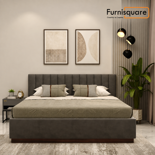 Queen Size Upholstered Bed with Cushioned Headboard