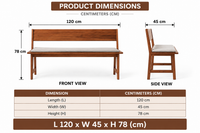 Wooden Bench with Upholstery Seat in Natural Finish
