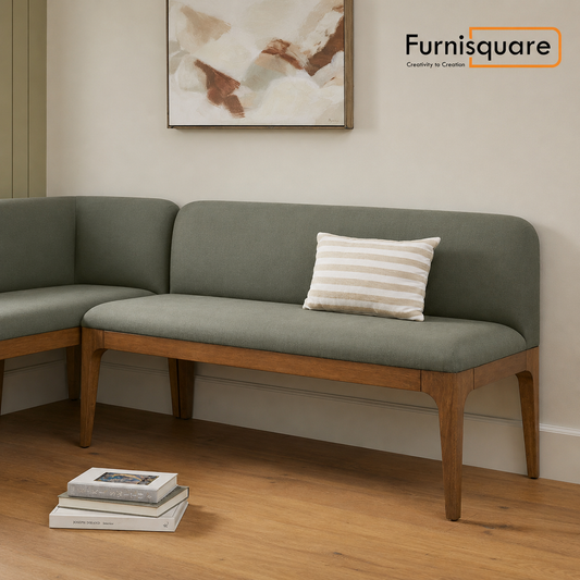 Solid Wood L-Shaped Upholstered Corner Bench