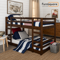Solid Wood Twin Over Twin Bunk Bed with Angled Ladder