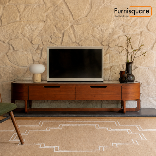 Wooden TV Unit for Living Storage in Natural Oak Finish