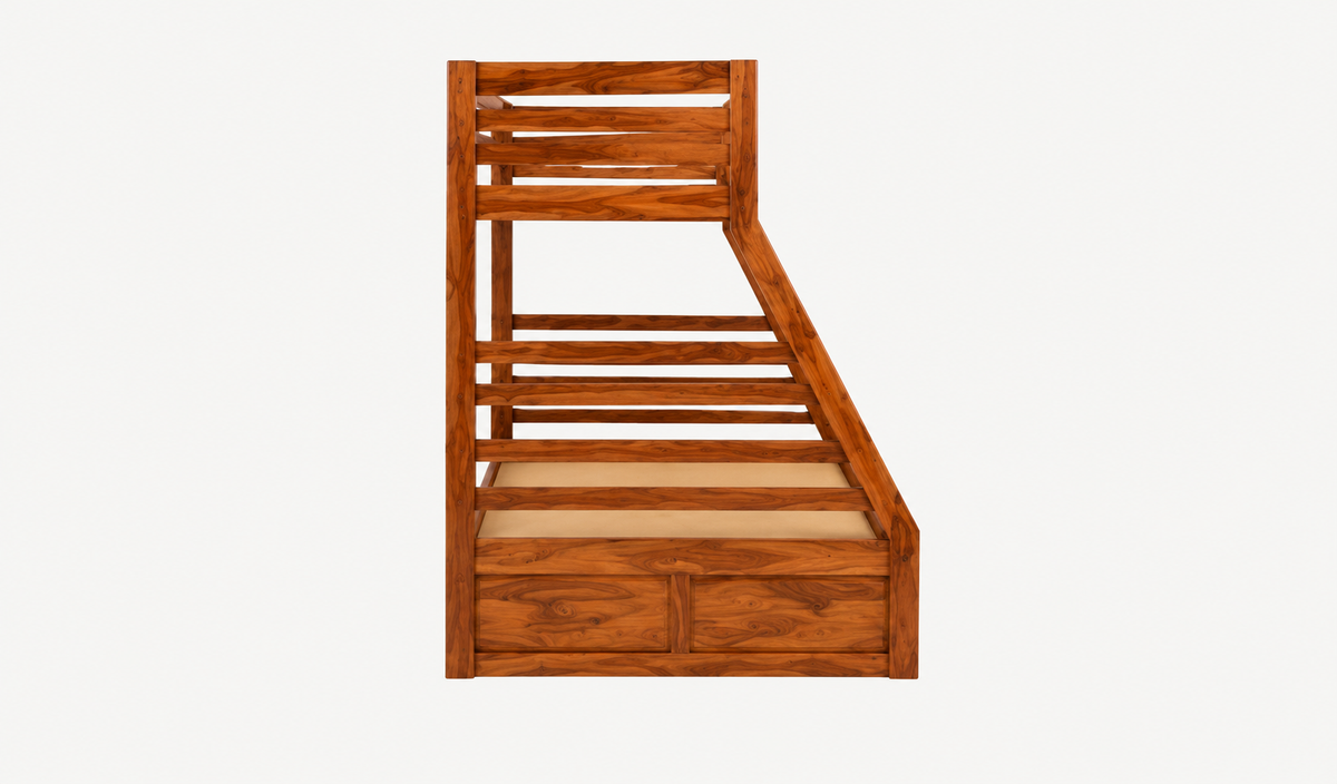 Solid Sheesham Wooden Bunk Bed with Storage Drawers