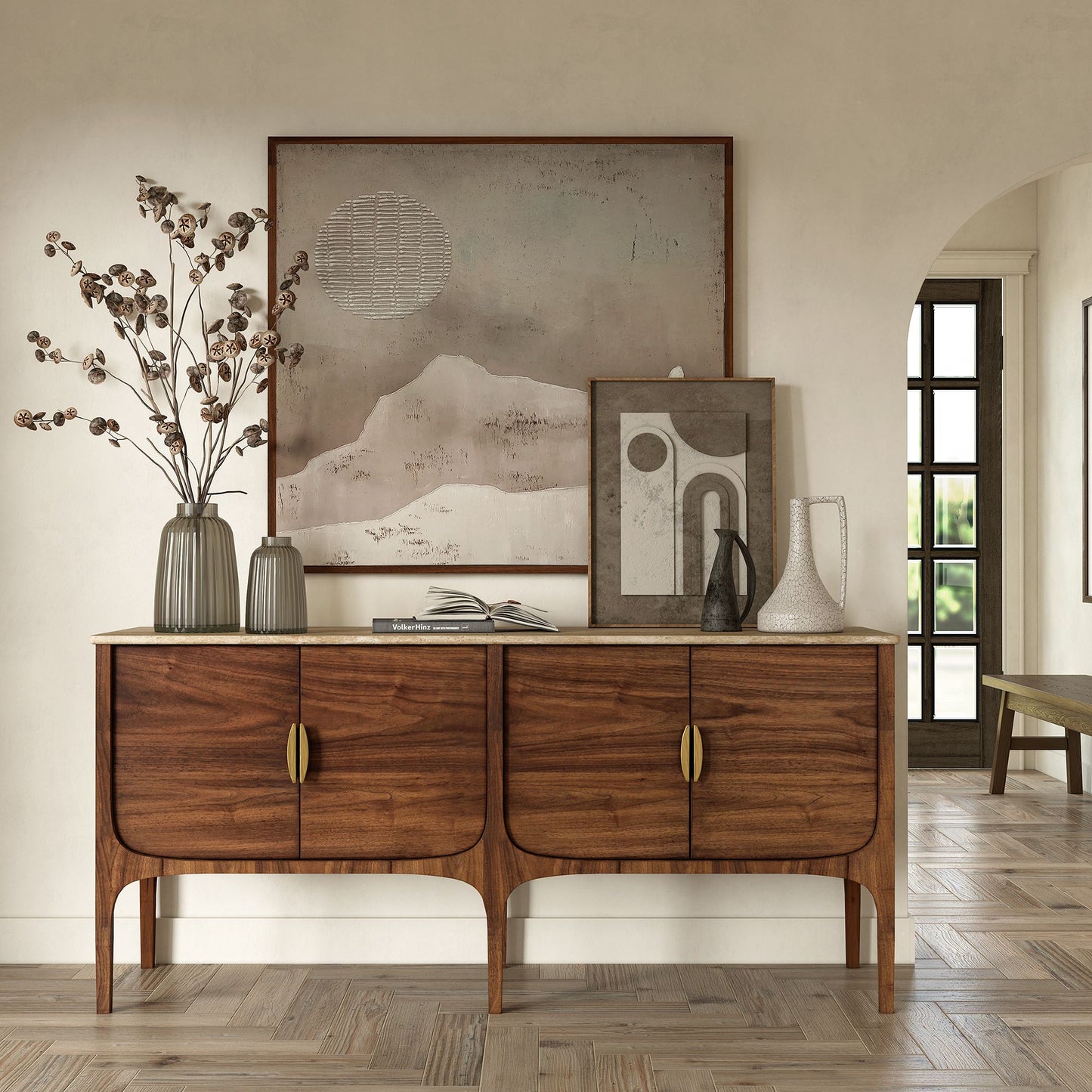 Wooden Sideboard Buffet with Storage for Living Room