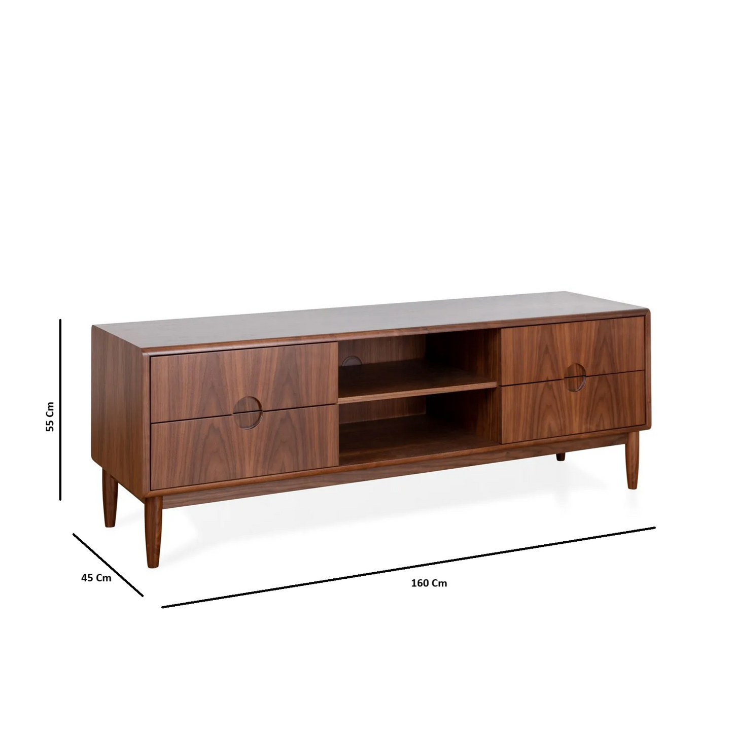 Solid Wood TV Cabinet with Storage for Living Room