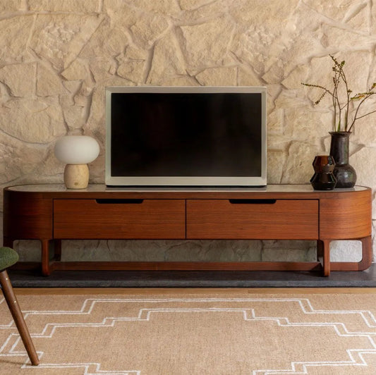 Wooden TV Unit for Living Storage in Natural Oak Finish